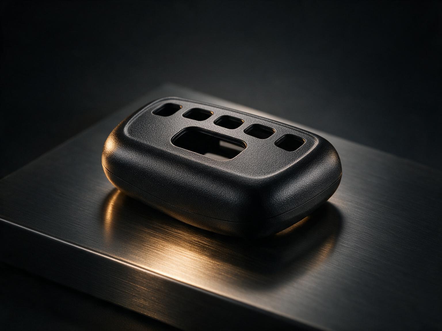 Injection molded black PC+ABS handheld device enclosure